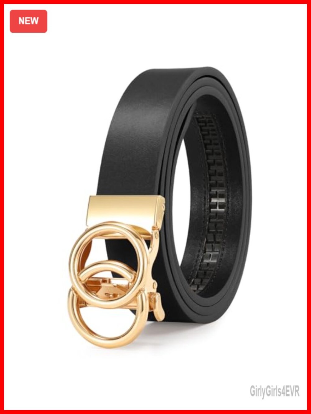 Women's Adjustable Ratchet Belt Faux Leather No Holes Slide Buckle Dress Pants